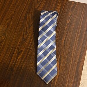 Elegant Blue and Gold Striped Men's Tie